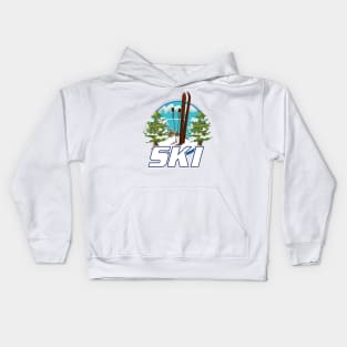 Skiing travel logo Kids Hoodie